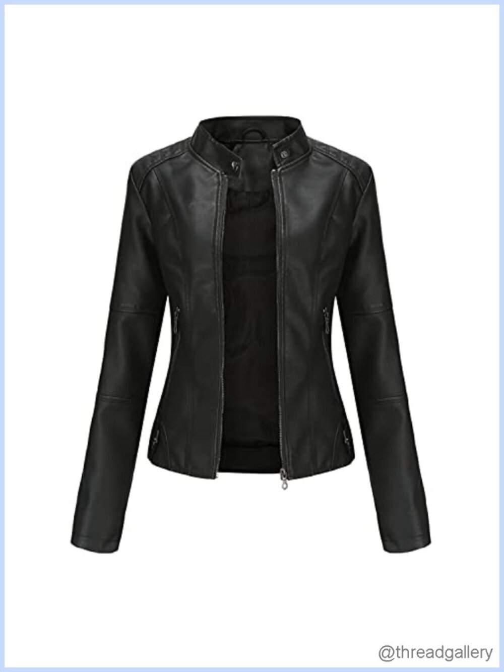 Faux Leather Bomber Jacket Women's Belted Motorcycle Moto Biker